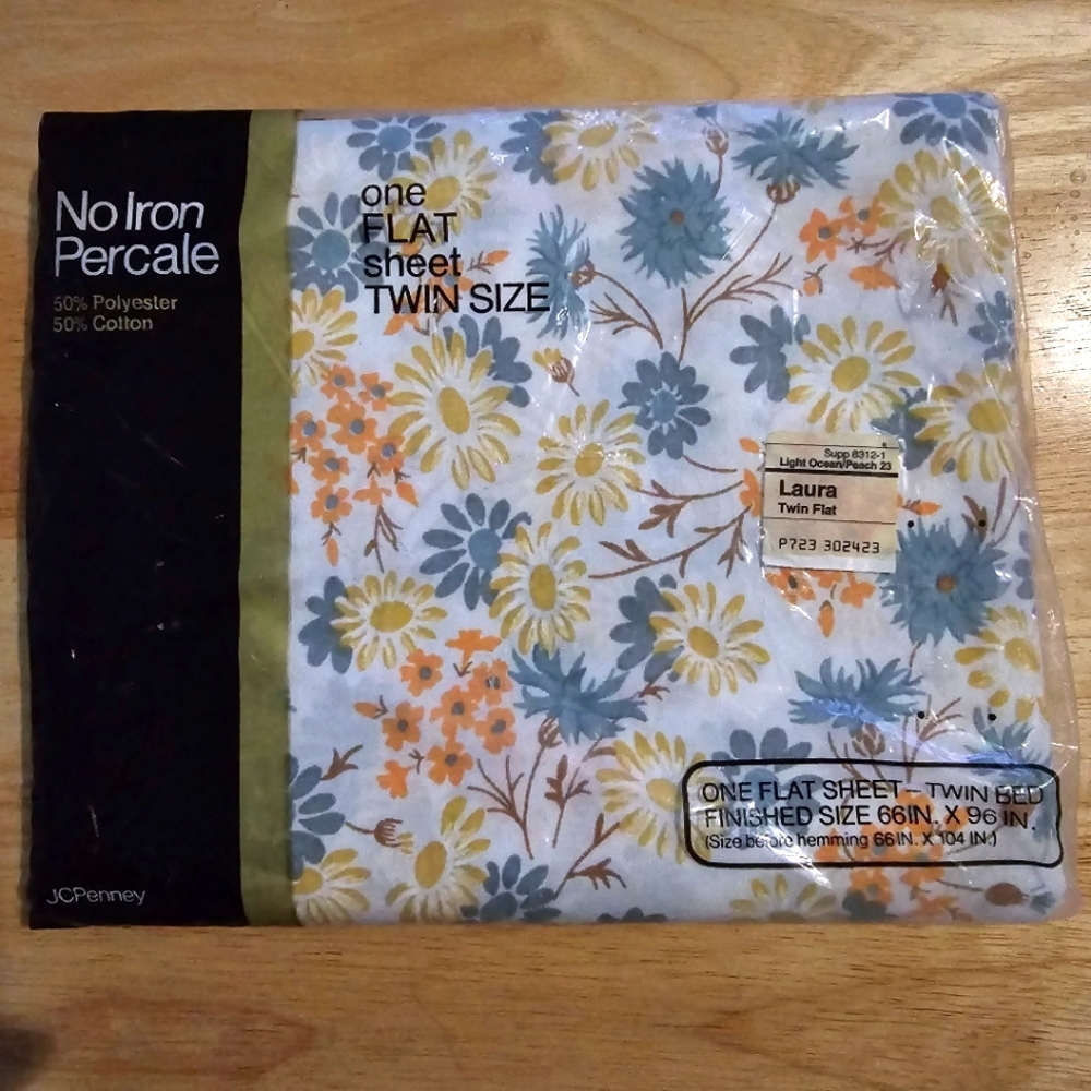 Vintage Laura floral Percale Twin flat sheet